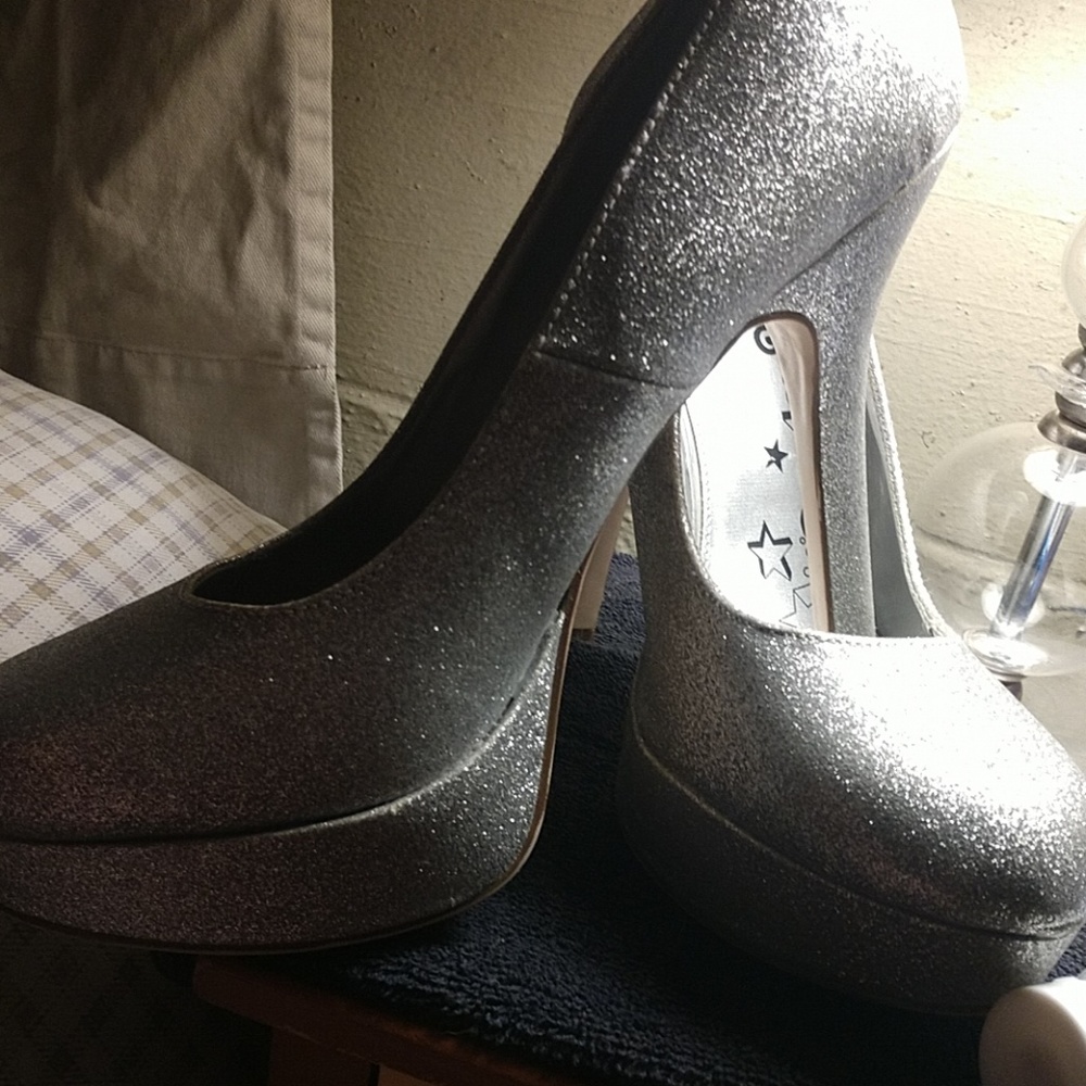 Silver high heels